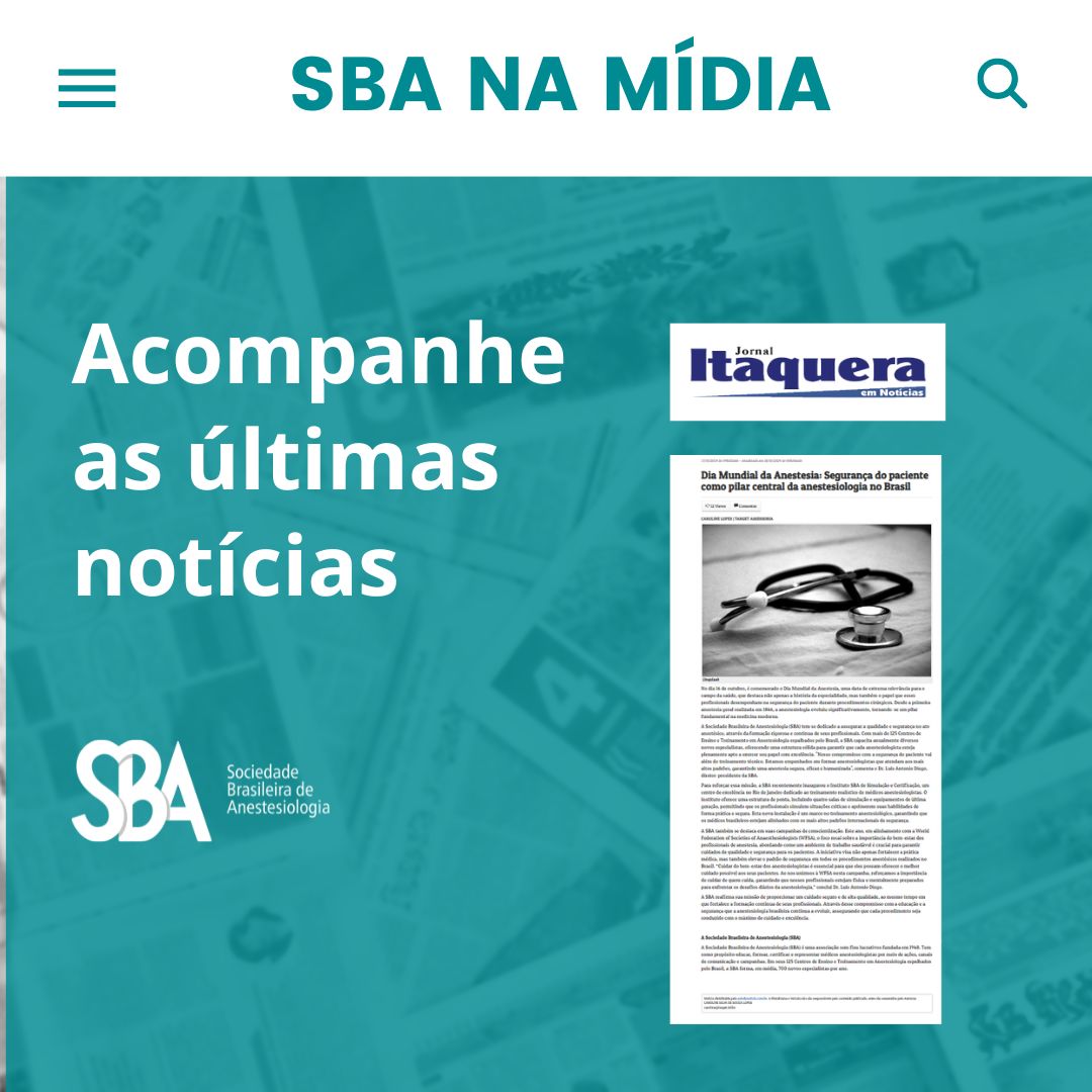 Confira a matéria sobre o Dia Mundial da Anestesia no Jornal Itaquera em Notícias
