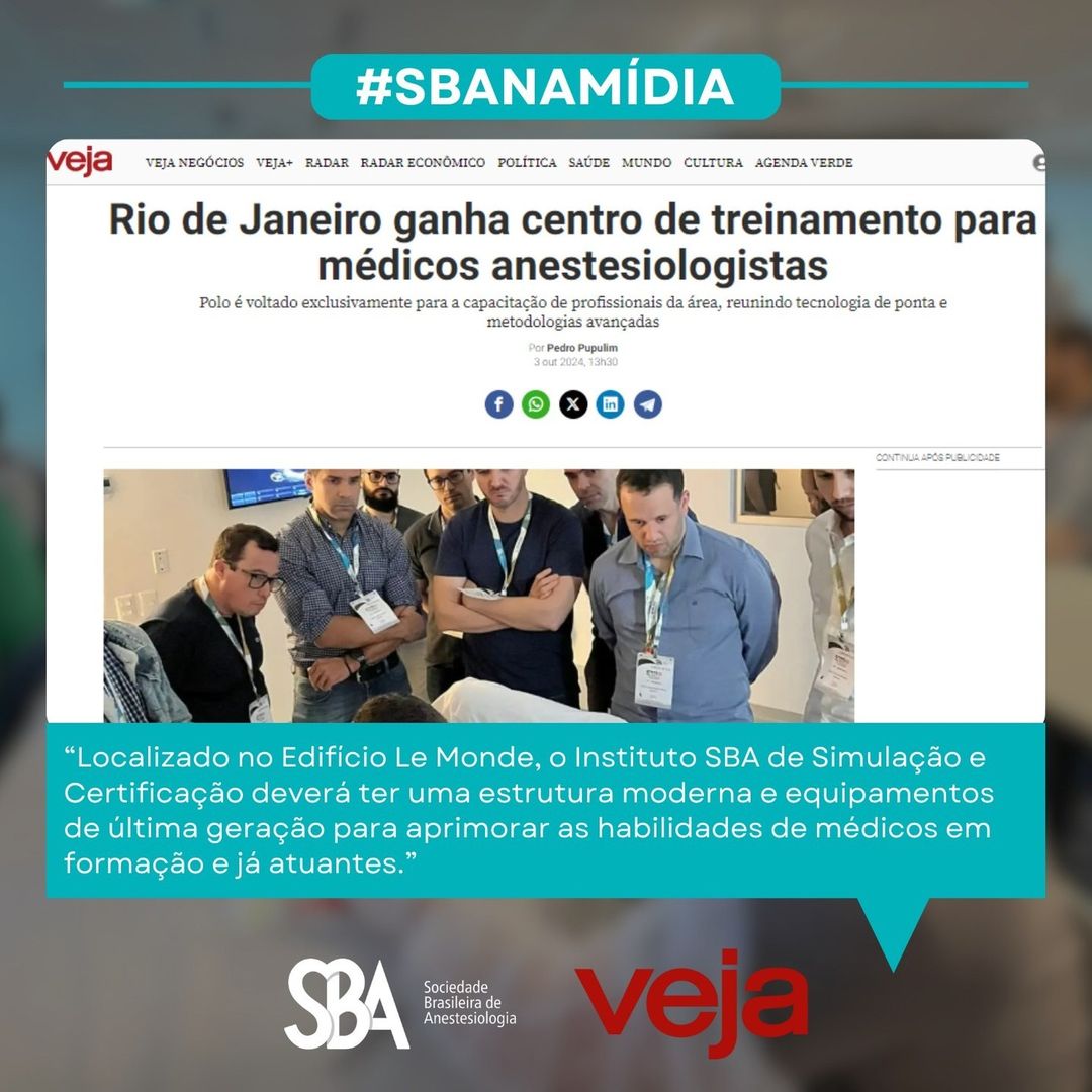 SBA na Mídia – Rio de Janeiro ganha centro de treinamento para anestesiologistas